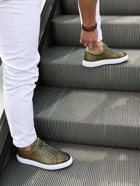 GREEN CORY ERKEK DERİ GÜNLÜK TARZ AYAKKABI YEŞİL - 43