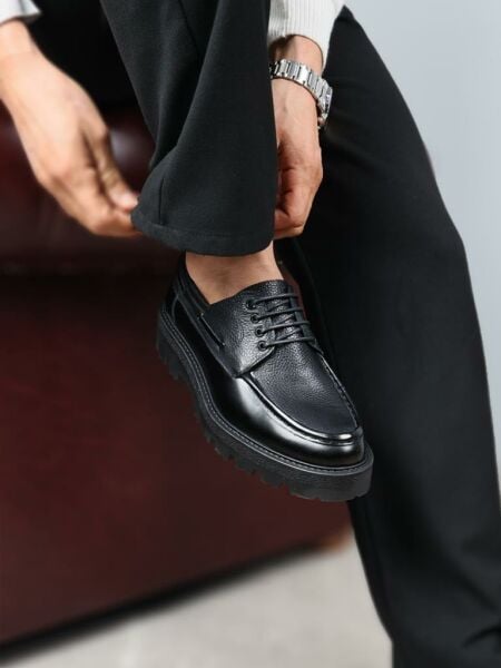 BLACK FLOATER RAINER QUALITY GENUINE LEATHER MEN'S STYLE SHOES BLACK FLOATER - 44