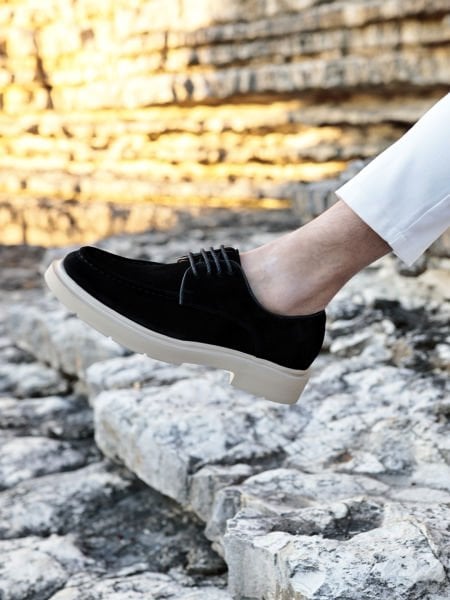 BLACK SUE BULLY HAKİKİ DERİ ERKEK GÜNLÜK TARZ AYAKKABI SİYAH SÜET - 42