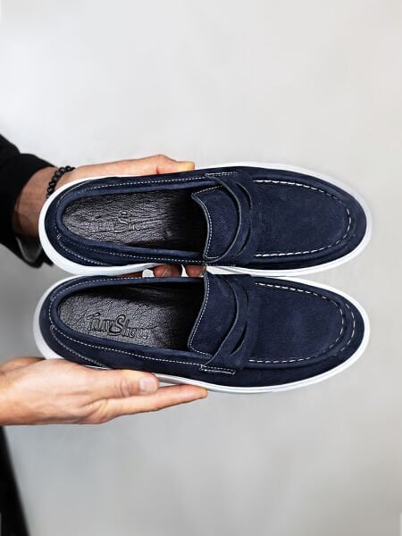 DUNKLE BULUE WILDLEDER NAPLES NUBUK LEDER HERRENSCHUHE MARINEBLAU NUBUK - 42