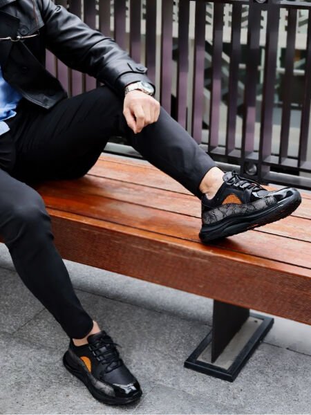 SCHWARZE THEON AIR FREIZEITSCHUHE AUS LEDER FÜR HERREN