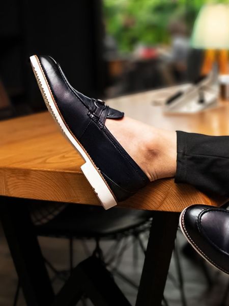 İBAY 036 DANIEL Men's Navy Blue Genuine Leather Classic Shoes DARK BLUE - 42