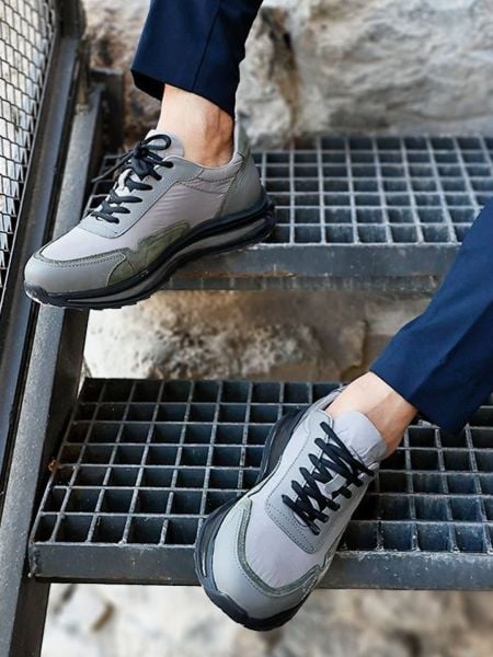 NERZFARBE ENDPOINT AIR KOMFORTABLE HERREN-LEDER-TAGESSCHUHE NERZ KHAKI - 40