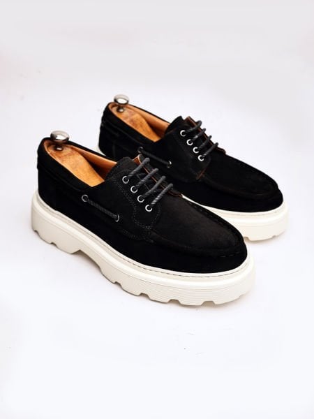 BLACK SUEDE IDEAL SUEDE LEATHER MEN'S CASUAL SHOES BLACK SUEDE - 43