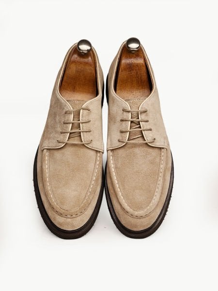 BEIGE SUEDE MILAN GENUINE LEATHER MEN'S CASUAL STYLE SHOES