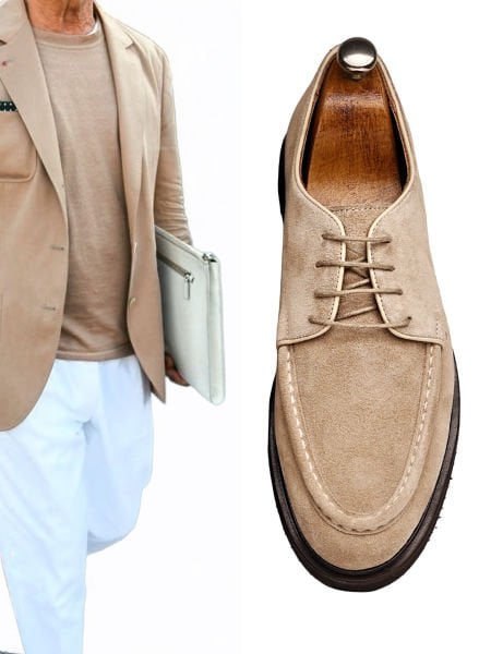 BEIGE SUEDE MILAN GENUINE LEATHER MEN'S CASUAL STYLE SHOES