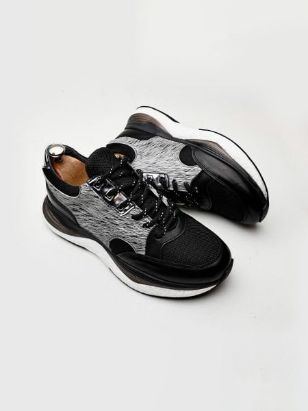 İBAY 2001 MATIAS AIR WHITE GRAY MEN'S LEATHER DAILY SHOES BLACK GRAY - 44