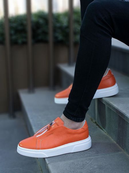 ORANGE FANCY HERREN-LEDERSCHUHE IM TÄGLICHEN STYLE ORANGE - 41