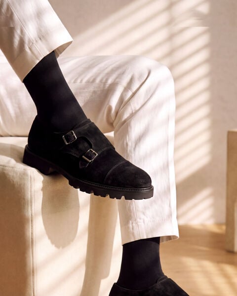 BLACK SUEDE LAZZA HAKİKİ DERİ GÜNLÜK KLASİK AYAKKABI SİYAH SÜET - 43