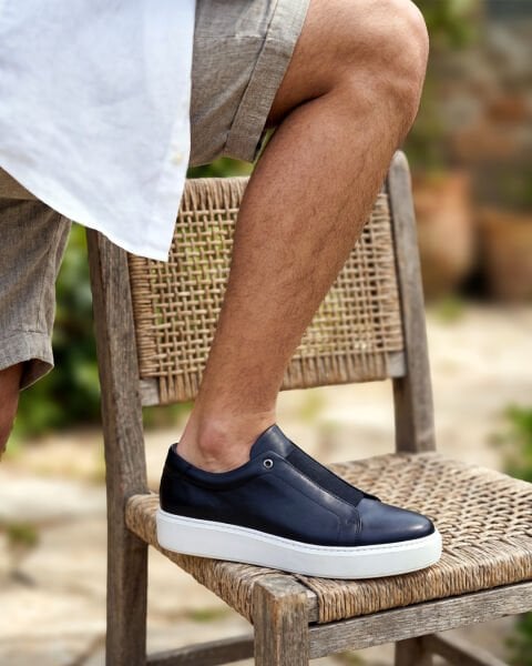 İBAY 1885 JIMMY DARK BLUE SLEEPLESS STYLE MEN'S LEATHER CASUAL SHOES DARK BLUE - 44