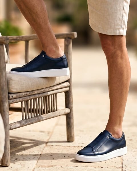 İBAY 1885 JIMMY DARK BLUE SLEEPLESS STYLE MEN'S LEATHER CASUAL SHOES DARK BLUE - 44