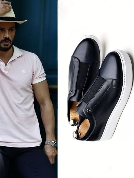 İBAY 1885 JIMMY DARK BLUE SLEEPLESS STYLE MEN'S LEATHER CASUAL SHOES DARK BLUE - 44