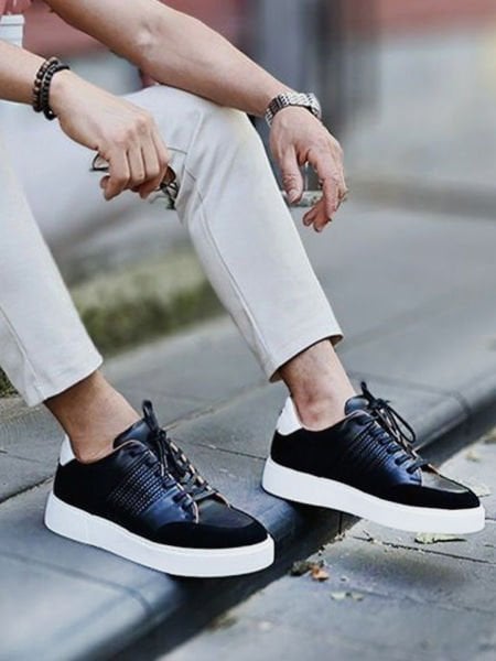 BLACK CARL BLACK STYLE HERREN-LEDER-TAGESSCHUHE SCHWARZ - 42