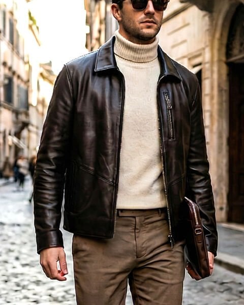 JOHN DAWID COFFEE DEEP LOVE HAKİKİ DERİ KOYU KAHVE ERKEK DERİ MONT KAHVE - XL