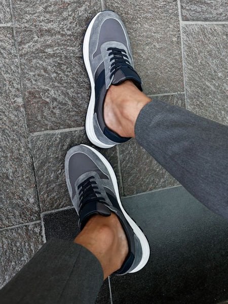 GREY NAWY BLUE HECTOR ERKEK TARZ DERİ GÜNLÜK AYAKKABI