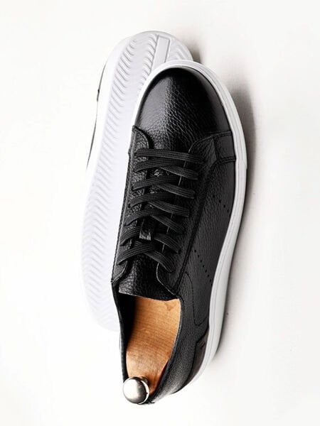 SCHWARZ GRAU DIE HEUTE BEQUEMEN LEDER-ALLTAGSSCHUHE FÜR HERREN