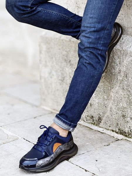 NAWY BLAUE THEON AIR FREIZEITSCHUHE AUS LEDER FÜR HERREN