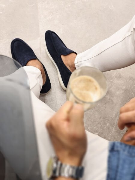 NAVY BLUE SUEDE PIANA MEN'S LEATHER CASUAL SHOES NAVY BLUE SUEDE - 41