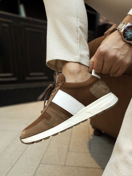 İBAY HECTOR TABA WHITE MEN'S STYLE LEATHER CASUAL SHOES TABA - 39