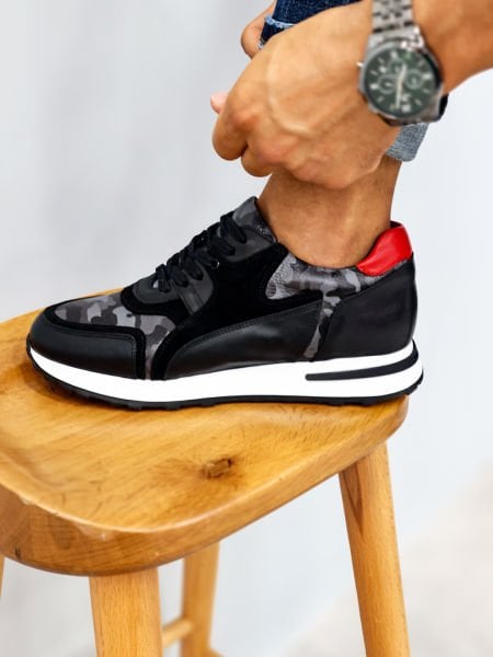 BLACK CAMOUFLAGE URBAN ERKEK HAKİKİ DERİ GÜNLÜK AYAKKABI SİYAH KAMUFLAJ - 41