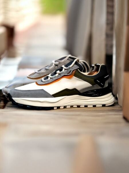 WHITE GREY NOVA GENUINE LEATHER MEN'S STYLE SHOES WHITE GREY - 41