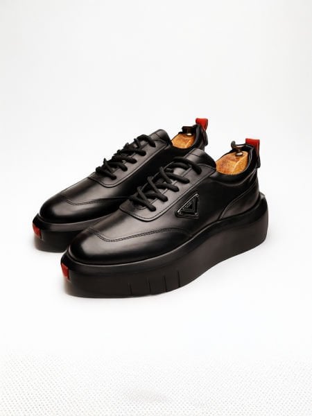 BLACK VOVA W GENUINE LEATHER MEN'S CASUAL SHOES BLACK - 39