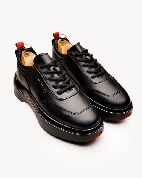 BLACK VOVA W GENUINE LEATHER MEN'S CASUAL SHOES BLACK - 45