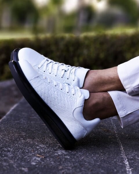 İBAY AMIRI WHITE MEN'S LEATHER CASUAL SHOES WHITE CROCCO - 44