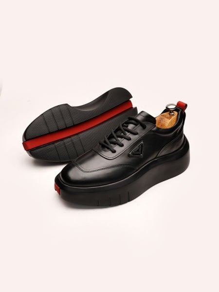 BLACK VOVA W GENUINE LEATHER MEN'S CASUAL SHOES BLACK - 39