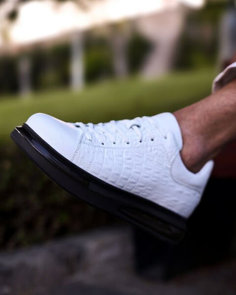 WHITE AMIRI ERKEK DERİ GÜNLÜK AYAKKABI BEYAZ KROKKO - 44