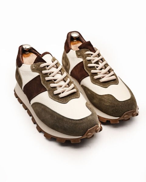 CREAM GREEN TIGER HAKİKİ DERİ ERKEK GÜNLÜK AYAKKABI KREM YEŞİL - 41