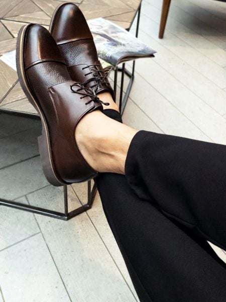 COFEE LORD KLASSISCHE HERRENSCHUHE AUS ECHTEM LEDER, KAFFEE FLOTER – 45