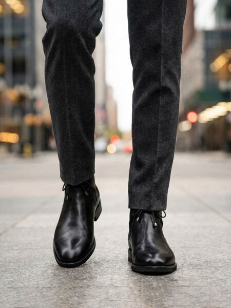 BLACK GUSTO HAKİKİ DERİ ERKEK ŞIK BOT SİYAH - 45