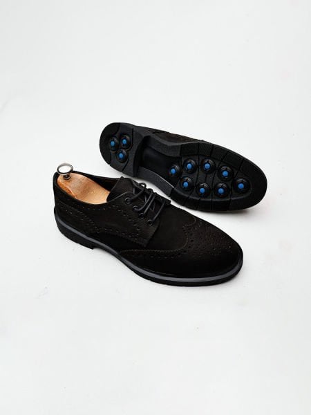 İBAY GRASSI BLACK NUBUCK MEN'S LEATHER DAILY SHOES BLACK NUBUCK - 45