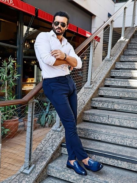 İBAY ENZO Men's Navy Blue Genuine Leather Classic Shoes DARK BLUE - 45