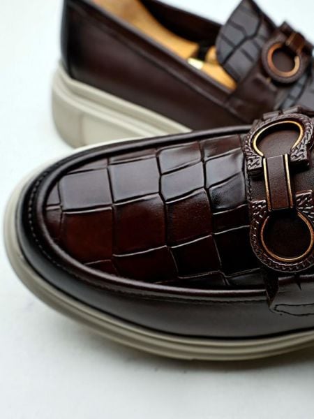 COFFEE CROCO DRAGON STYLE TÄGLICHE SCHUHE Brown Croco - 45