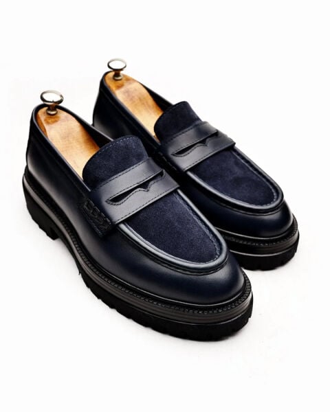 NAVY BLUE GRECO HAKİKİ DERİ ERKEK GÜNLÜK TARZ AYAKKABI LUX LACİVERT - 45