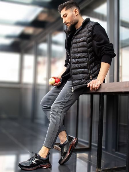 İBAY 2214 ALEX COMFORTABLE STYLE MEN'S LEATHER DAILY SHOES BLACK - 43