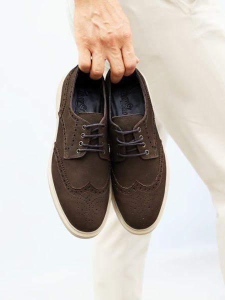 COFEE NUBUCK GRASSI NUBUK HERREN-LEDER-TAGESSCHUHE BRAUN NUBUK - 40