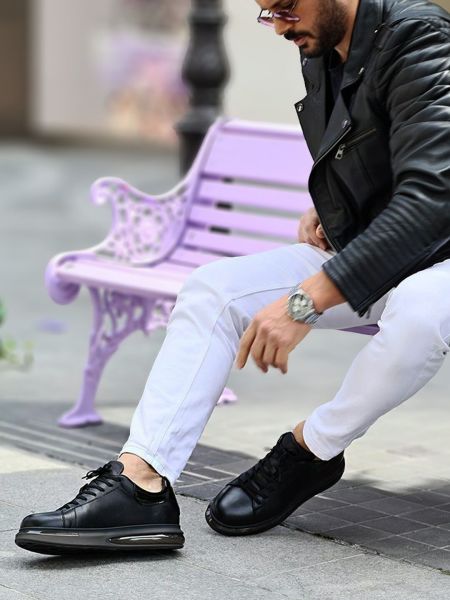 BLACK AMIRI MEN'S LEATHER CASUAL SHOES BLACK - 41