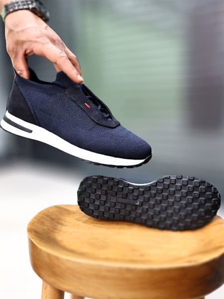 NAVY BLUE KNITING DREAM MEN'S CASUAL SHOES NAVY BLUE - 45