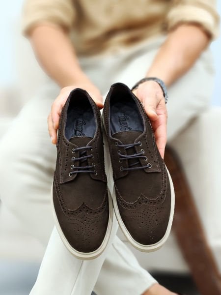 İBAY GRASSI BROWN NUBUCK MEN'S LEATHER DAILY SHOES BROWN NUBUCK - 44