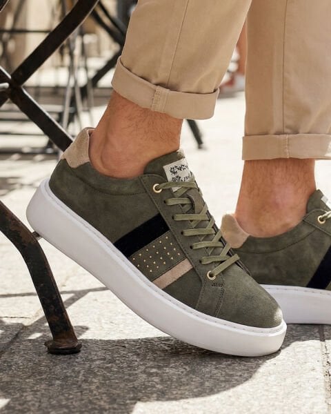 KHAKI SANTORO HAKİKİ DERİ ERKEK GÜNLÜK TARZ AYAKKABI HAKİ - 40