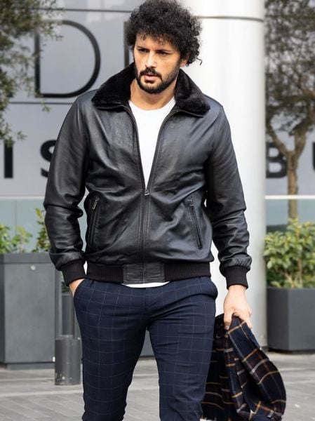 JOHN DAWID STEVE Erkek Hakiki Deri Mont SİYAH - XS