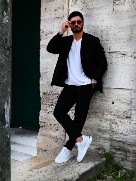 WHITE ENERGY GENUINE LEATHER MEN'S CASUAL SHOES WHITE - 43