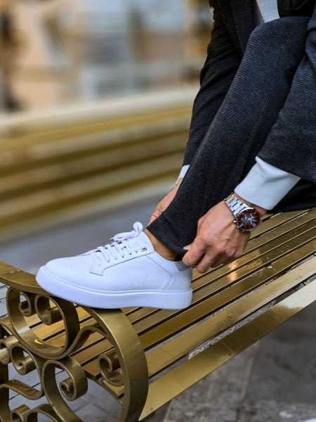 WEISSE EVEREST ECHTLEDER WEISSE FREIZEITSCHUHE FÜR HERREN WEISSER FLOOTER - 45