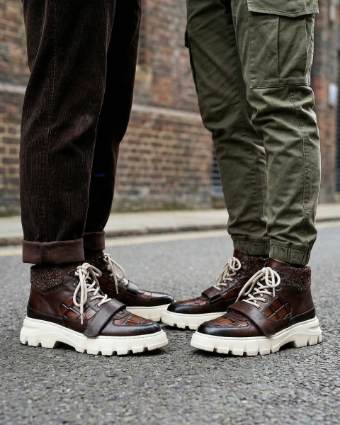 COFFE CROCO FİLİPPO HAKİKİ DERİ BOT Kahve Kroko - 40