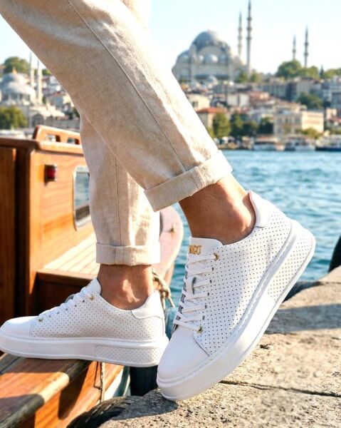WHITE LUX RIVO HAKİKİ DERİ ERKEK GÜNLÜK AYAKKABI BEYAZ LUX BEYAZ - 45