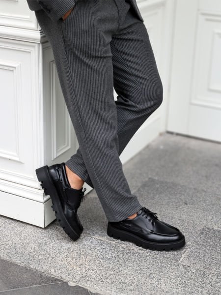 İBAY RAINER THICK SOLE MEN'S LEATHER DAILY SHOES BLACK - 45