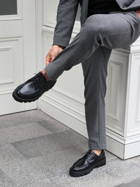İBAY RAINER THICK SOLE MEN'S LEATHER DAILY SHOES BLACK - 45
